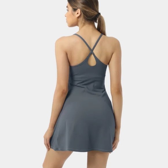 Halara Softlyzero™ Plush Backless Active Dress-UPF50+ *1Gray Haze Blue/S - Picture 2 of 4